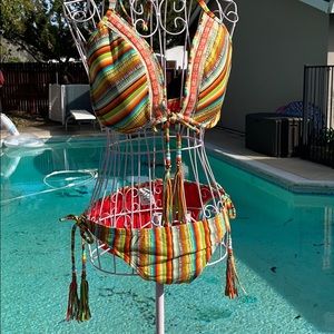 Lucky Brand multi colored Santiago  bead L bikini